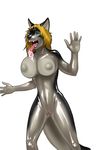  canine female latex_(artist) mammal on_glass pussy rubber wolf 