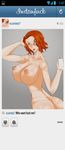  breasts camera cellphone green_eyes large_breasts orange_hair original phone solo supernova_(artist) 