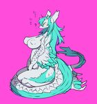  big_breasts breasts chinese_dragon dragon female hair happy kneeling long_hair nipples nude scales thick_thighs yeeeebis 