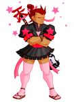  1boy capcom controller crossdressing crossed_arms game_controller gouki guitar_hero legwear magical_girl muscle muscles pink_legwear sandals serious skirt solo street_fighter street_fighter_ii thighhighs zettai_ryouiki 