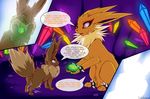  ambiguous_gender candyfoxy canine comic crystals cum eevee eeveelution electricity english_text evolution feral fur jolteon mammal nintendo open_mouth pok&#233;mon pok&eacute;mon static static_electricity text transformation video_games 