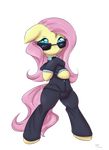  alasou alpha_channel bipedal blue_eyes clothing equine eyewear female fluttershy_(mlp) friendship_is_magic fur hair looking_at_viewer mammal my_little_pony pegasus pink_hair plain_background solo suit sunglasses transparent_background wings yellow_fur 