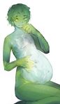  amphibian anthro belly bulge fortzea frog kneeling male monster_boy nude post_vore stuffed vore webbed_hands 