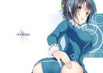  ass black_hair hazama_aida kantai_collection looking_back red_eyes solo takao_(kantai_collection) 