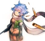  anti-materiel_rifle blue_eyes blue_hair bullet gun pgm_hecate_ii rifle scarf short_hair short_shorts shorts sinon sniper_rifle sword_art_online teddy_(khanshin) weapon 