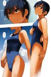 black_eyes black_hair competition_swimsuit highleg highleg_swimsuit lvi one-piece_swimsuit original short_hair swimsuit translation_request 