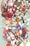  6+girls alice_in_wonderland animal_ears ayase_eli blonde_hair blue_hair cup hoshizora_rin kissai koizumi_hanayo kousaka_honoka long_hair looking_at_viewer love_live!_school_idol_project macaron minami_kotori monocle multiple_girls nishikino_maki open_mouth orange_hair pantyhose purple_eyes purple_hair red_eyes red_hair sonoda_umi tea teacup teapot toujou_nozomi twintails wink yazawa_nico 