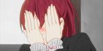  animated animated_gif blush covering_face free! matsuoka_gou nishiya_futoshi red_eyes red_hair 