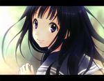  black_hair chitanda_eru hyouka letterboxed long_hair looking_back purple_eyes rito453 school_uniform serafuku 