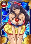  1girl blue_eyes breasts ikkitousen kan&#039;u_unchou large_breasts long_hair looking_at_viewer official_art purple_hair smile solo 