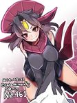  1girl artist_request bare_shoulders black_hair breasts fang female knees legs nintendo personification pokemon red_eyes smile solo takeshima_(nia) tongue tongue_out weavile 
