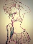  bad_id bad_twitter_id bra graphite_(medium) kill_la_kill matoi_ryuuko navel short_hair sketch skirt solo striped striped_bra tamae_(jungetsu_fukou) traditional_media underwear 