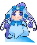  blue blue_eyes blue_hair blush chibi cosplay costume cure_diamond diamond_(shape) dokidoki!_precure heart hirai_yukio hishikawa_rikka long_hair looking_at_viewer precure rakeru_(dokidoki!_precure) rakeru_(dokidoki!_precure)_(cosplay) ribbon smile solo walking 