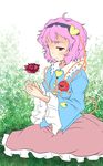  bad_id bad_pixiv_id flower highres komeiji_satori konata_gazel pink_eyes pink_hair rose short_hair sitting solo third_eye touhou 