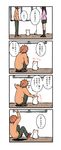  1girl 4koma cat comic highres original rejection surprised translated yanagida_fumita 