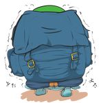  backpack bad_id bad_pixiv_id bag boots carrying flying_sweatdrops inunoko. kawashiro_nitori oversized_object rubber_boots solo touhou trembling 