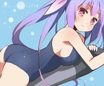  9law ass blue_hair highres i-19_(kantai_collection) kantai_collection long_hair lying on_stomach one-piece_swimsuit red_eyes school_swimsuit solo swimsuit torpedo twintails 
