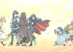  3girls ^_^ apron belt blonde_hair blue_eyes blue_hair boots bug butterfly cape child closed_eyes dress dual_persona eudes_(fire_emblem) fire_emblem fire_emblem:_kakusei flower hood hooded_jacket insect jacket krom liz_(fire_emblem) lucina male_my_unit_(fire_emblem:_kakusei) multiple_boys multiple_girls my_unit_(fire_emblem:_kakusei) ritosu tiara time_paradox twintails younger 