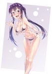  bikini blush breasts cleavage gochuumon_wa_usagi_desu_ka? large_breasts long_hair ouka_(oukakaka) purple_eyes purple_hair solo swimsuit tedeza_rize twintails wavy_mouth 