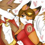  amazing-rannybella anthro aviator_hat awesomenauts belt breasts canine cape cleavage clothed clothing cute duo female fox leaning leaning_forward male mammal one_eye_closed penny_fox pose smile solo straight suit wink wolf 