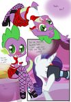  ambiguous_gender anthro blue_eyes blush camera clothed clothing comic cutie_mark dialog dragon duo english_text equine fangs female feral fishnet friendship_is_magic fur green_eyes hair hi_res high_heels horn inside mammal my_little_pony open_mouth plaid pose purple_hair purple_scales pyruvate rarity_(mlp) school_uniform schoolgirl_uniform shirt short_skirt sitting slit_pupils spike_(mlp) spines teeth text tongue unicorn white_fur 
