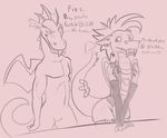  dialog dragon duo elbow_gloves english_text fizzle_(mlp) friendship_is_magic garble_(mlp) gay girly gloves male mukihyena my_little_pony nude tail_grab text wide_hips 