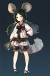  animal_ears black_hair blade_&amp;_soul dicorndl full_body green_eyes highres lyn_(blade_&amp;_soul) original smile solo tail twintails 