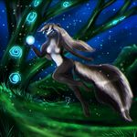  black_fur black_hair blue_eyes female fur grass hair invalid_tag life magic mammal night nude outside power skunk solo spirit teh-evil-tigress tigresa_daina tree twillight whiskers white_fur white_hair 