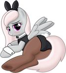  absurd_res blush clitoris equine female friendship_is_magic fur grey_fur hair hi_res mammal my_little_pony original_character pegasus playboy purple_eyes pussy shy smile solo stillfire vector white_hair wings 