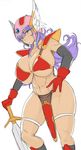 1girl abs armor blue_eyes breasts dragon_quest dragon_quest_iii gloves helmet kloah large_breasts lavender_hair soldier_(dq3) 