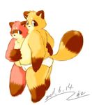  armadirou chubby cute duo embrace hand_on_belly kemono looking_back overweight simple_background standing topless underwear 