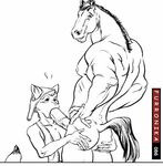  anthro butt butt_grab canine clothing duo equine erection fox furronika gay horse horsecock male mammal nipples nude open_shirt oral oral_sex penis sex shirt 