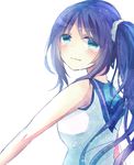  blue_eyes blue_hair dress hiradaira_chisaki kakyoxx long_hair nagi_no_asukara sailor_dress school_uniform serafuku side_ponytail tears 