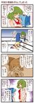  4koma blonde_hair blue_hair cirno comic dei_shirou green_hair highres kazami_yuuka kochiya_sanae moriya_suwako multiple_girls tears touhou translated wrestling 