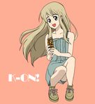  brown_hair eyebrows full_body k-on! kikumaru_bunta kotobuki_tsumugi long_hair no_socks shoes smile sneakers solo 