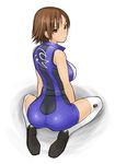  ass back brown_eyes brown_hair from_behind hawk_(cwmg) kazama_asuka kneehighs kneeling loafers shoes short_hair socks solo tekken thighhighs 