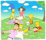  bart_simpson beer crayon_shin-chan crossover duplicate grass homer_simpson lisa_simpson maggie_simpson marge_simpson nohara_himawari nohara_hiroshi nohara_misae nohara_sinosuke our_world_is_now_crushed picnic simpsons tagme the_simpsons 