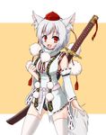  animal_ears bad_id bad_pixiv_id breasts detached_sleeves hat inubashiri_momiji large_breasts lilac_(p-f_easy) oekaki panties red_eyes sheath sheathed short_hair silver_hair solo sword tail thighhighs tokin_hat touhou underwear weapon wolf_ears wolf_tail 