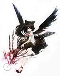  alternate_weapon black_hair black_wings bow duca hair_bow high_heels ponytail red_eyes reiuji_utsuho shoes solo touhou weapon wings 