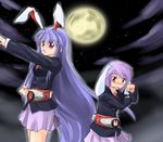  animal_ears belt blazer bunny_ears jacket kamen_rider kamen_rider_1 kamen_rider_2 kazami_shirou_(kaizou-zumi) moon multiple_girls parody reisen reisen_udongein_inaba touhou 