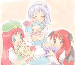  :&lt; :d :o ^_^ baby bad_id bad_pixiv_id bat_wings blonde_hair blue_eyes blue_hair blush blush_stickers bow braid chibi closed_eyes crescent flandre_scarlet happy hat hat_bow head_wings hong_meiling hug izayoi_sakuya koakuma long_hair maid maid_headdress multiple_girls one_side_up open_mouth patchouli_knowledge ponytail purple_eyes purple_hair red_eyes red_hair remilia_scarlet rias-shiki_kawaii short_hair silver_hair smile touhou twin_braids wings younger 