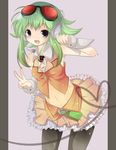  bad_id bad_pixiv_id green_eyes green_hair gumi midriff monako pantyhose skirt solo v vocaloid wrist_cuffs 