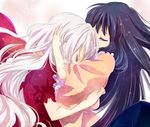  bad_id bad_pixiv_id black_hair closed_eyes houraisan_kaguya hug machiko_(beard) multiple_girls silver_hair touhou yagokoro_eirin 