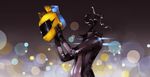  absurdres artist_name black_bodysuit bodysuit celty_sturluson circle dated dullahan durarara!! gloves headless helmet highres kaneko_xz smoke solo 