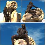  anthro anubian_jackal anubis balls butt canine cgi cum cumshot deity egyptian hair human_feet jackal long_hair male mammal masturbation muscles nude orgasm outside penis sculpture sky solo source_request sphinx statue wookiee_(artist) 