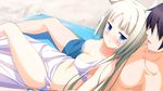  animal_ears blue_eyes blush breasts cleavage endless_dungeon game_cg kinta_(distortion) long_hair navel rinse_whitecastle swimsuit 