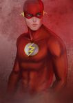  1boy barry_allen blue_eyes bodysuit dc_comics doretetsu emblem flash_(series) lightning_bolt male male_focus mask solo standing the_flash 