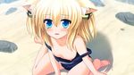  blonde_hair blue_eyes breasts endless_dungeon game_cg kinta_(distortion) nipples rosebleu school_swimsuit swimsuit uluru_kajuta 