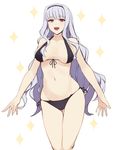  :d bare_shoulders bikini breasts cleavage covered_nipples front-tie_top hairband halterneck idolmaster idolmaster_(classic) large_breasts long_hair navel open_mouth prime purple_eyes shijou_takane side-tie_bikini silver_hair skindentation smile solo sparkle swimsuit thigh_gap underwear very_long_hair 