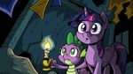  absurd_res banner candle candlestick cutie_mark dragon duo equine fangs female fire flag friendship_is_magic green_eyes hair hi_res horn latecustomer male mammal my_little_pony purple_eyes purple_hair ruins slit_pupils spike_(mlp) twilight_sparkle_(mlp) winged_unicorn wings 
